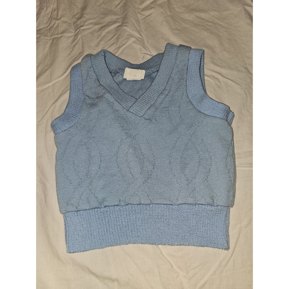 VTG 60s/70s Boys Blue sweater vest size 5 Retro Coastal Old Money Nautical